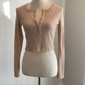 Long Sleeve Knot Top with Buttons